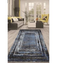 Dijital Kaymaz Taban Yıkanabilir Modern Renkli Salon Halısı Mutfak Halısı Yolluk ND-HT-966 (Mavi)