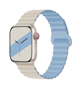 E2M APPLE WATCH 42-44-45-49MM KRD-06 DERİ BÜKME ÇİFT RENKLİ MAVİ KORDON