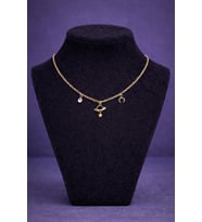 Minimal Gezegen ve Ay Figürlü Charm Gold Kolye