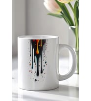 Abstract Art Damla Desenli 330ml Baskılı Beyaz Seramik Kupa Bardak