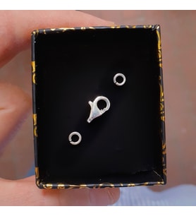 925 Ayar Gümüş 11,5 mm. Kolye ve bileklik Kilitleme Aparatı ve İki Adet Gümüş Halka
