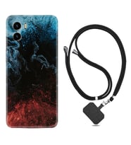 Vivo Y15S Y32 Y33S Y51 Y53S Kılıf Boyun Askılı Silikon Red Blue Black Abstact 1386