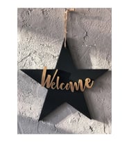 Ahşap Yıldız Welcome Kapı Süsü
