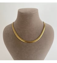 Unisex Ezme Yassı Yılan Model Çelik Kolye (Altın)