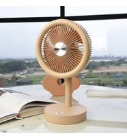 Taşınabilir Mini USB Fan Evde Ofiste Masaüstü 4 Kademeli Dönebilen Başlıklı Lityum Şarj Edilebilir (Kahverengi)