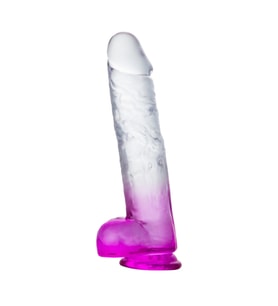 MYST COLOR Dildo Realistik Jel Dokuda Vantuzlu Ultra Yumuşak Şeffaf Mor Yapay Penis
