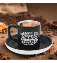 BK Gift Kişiye Özel Coffe Tasarımlı Siyah Renk Türk Kahvesi Fincanı-7, Arkadaşa Hediye, Sevgiliye Hediye, Yıl Dönümü Hediyesi