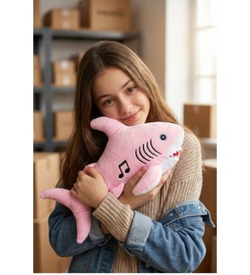 Müzikli Baby Shark Peluş Oyuncak 20 cm - Şarkı Söyleyen Yumuşak Uyku Arkadaşı (Pembe)