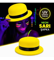 Neon Sarı UV Parti Şapkası Plastik