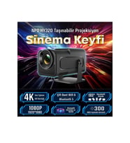 Mini Taşınabilir 4K 1080P Siyah Sinema Projektörü, Bluetooth ve Android Uyumlu
