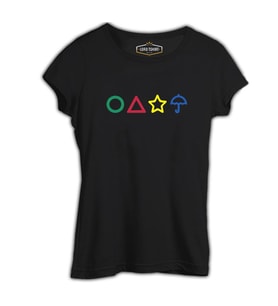 Squid Game -Candy Colours Siyah Kadın Tshirt