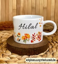 Kişiye Özel İsimli Sonbahar Temalı Nescafe Fincanı Kupa