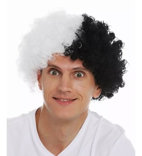 Siyah Beyaz Kıvırcık Afro Bonus Peruk Taraftar Bonus Saç (5343)