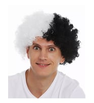 Siyah Beyaz Kıvırcık Afro Bonus Peruk Taraftar Bonus Saç (5343)
