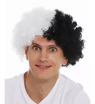 Siyah Beyaz Kıvırcık Afro Bonus Peruk Taraftar Bonus Saç (5343)