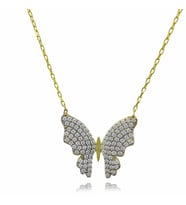 Kelebek Zirkon Taşlı 18K Altın Kolye (Karışık)