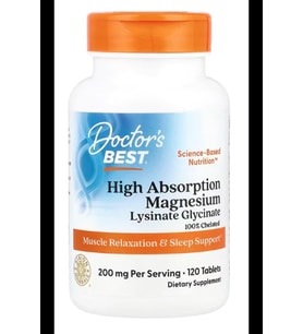 Doctor's Best, High Absorption Magnesium, 200 mg, 120 Tablets (Renksiz)