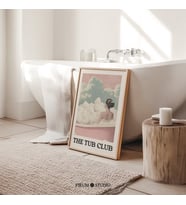 Tub Club Pastel Gerçeküstü Sanat, Kadınsı Banyo Duvar Dekoru