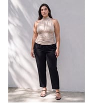 LCW Petite Siyah Beli Lastikli Kadın Pantolon