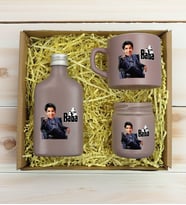 BK Gift Kişiye Özel DTF The Baba Karikatürlü Mat Gri Kahve Fincanı & Kolonya & Mum Hediye Seti-1, Babaya Hediye, Babalar Günü Hediyeleri
