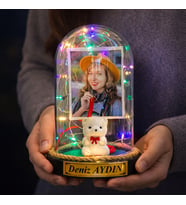 Kişiye Özel Fotoğraflı ve Yazılı Renkli LED Işıklı Fanus – Sevgiliye, Eşe, Anneye Özel Hediye R1 (Model 5)
