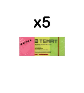 Temat 3x50x40 Yapışkanlı Not Kağıdı 80 Yaprak 3 Renk 5 Adet