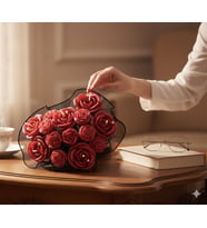 Kokulu Mum Buketi Black Heart Rose - Mumelia Candles Doğal Soya Gül İnci Tasarım
