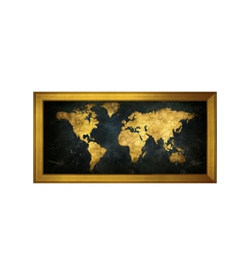 Harita Temalı Kanvas Tablo 50 x 70 cm Gold Çerçeve