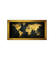 Harita Temalı Kanvas Tablo 50 x 70 cm Gold Çerçeve