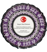 Armada çini 30 cm Resimli Baskılı El dekoru Kütahya Çini Tabak Lila