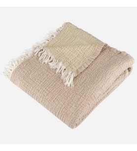 Throw 4 Katlı Müslin Koltuk Şalı125x190 Bürümcük Doku (Latte)