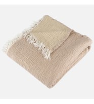 Throw 4 Katlı Müslin Koltuk Şalı125x190 Bürümcük Doku (Latte)