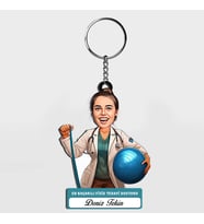 Karikatürlü - Kadın Fizik Tedavi Doktoru İsimli Anahtarlık