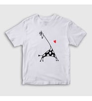 Presmono Unisex Çocuk Beyaz Heart Giraffe Zürafa T-Shirt 288322tt