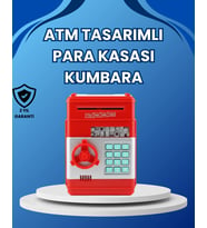 Kırmızı Atm Tasarımlı Şifreli Para Kasası Kumbara