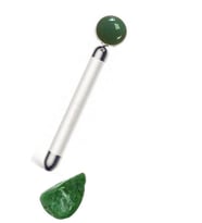 Titreşimli Güzellik Masaj Kalemi Doğal Green Jade (Yeşim) Taş, Gümüş Çubuk