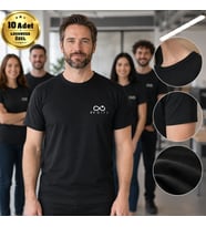 Logonuza Özel 10 Adet Siyah Promosyon Tişört - Pamuk Unisex Kullan At Kurumsal Tişört