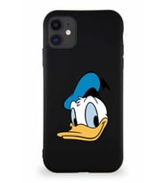 Apple iPhone 11 Soft Premier Kapak Donald Duck-B Tasarımlı Silikon Kılıf - Siyah (Şeffaf)