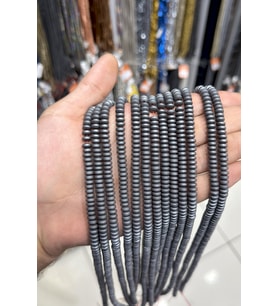 Hematit Taşı Rondela Kesim Mat Gri 6x3mm Doğal Taş Dizi