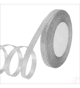 Parlak Simli Organze Kurdele, 1 cm x 23 mt - Gümüş