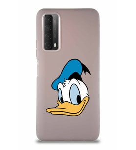 Huawei P Smart 2021 Soft Premier Kapak Donald Duck-B Tasarımlı Silikon Kılıf - Pudra (Şeffaf)