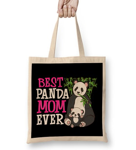 Cute Best Panda Mom Ever Adorable Panda Family Bez Çanta Uzun Saplı