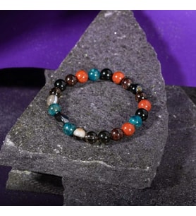 Başak Burcu Bileklik Bordo Granat Lal, Dumanlı Kuvars, Golden Obsidyen, Jasper, Mavi Apatit, Siyah G