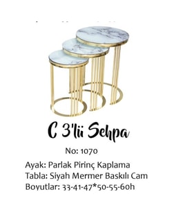 Brc zigon C 14061 model Beyaz Mermer TEMPER cam Metal GOLD Renk Kaplama El Yapım