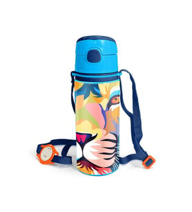 Coral High Kids Lacivert Saks Aslan Desenli Pipetli Alüminyum Matara 600 ml 11938