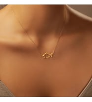 Kişiye Özel 925 Ayar Gümüş Balık Kolye (Gold)