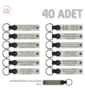 Kitap Kulübü Etkinliği İçin Kişiselleştirilmiş Anı Anahtarlık 40’lı Set, Özel Hediye, Beyaz & Gri