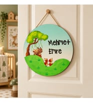 Gifties 3 Boyutlu Çimenlikte Gezen Sincap Temalı Kişiye Özel Kapı Süsü (Karışık)