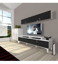 Decoraktiv Ekoflex 6Y Mdf Gold Tv Ünitesi Tv Sehpası - Beyaz Siyah (Siyah - Beyaz)