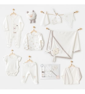 AC25561 Newborn Set Tinny Ships 10'Lu Hastane Çıkışı Ekru 0-3 Ay-Ekru